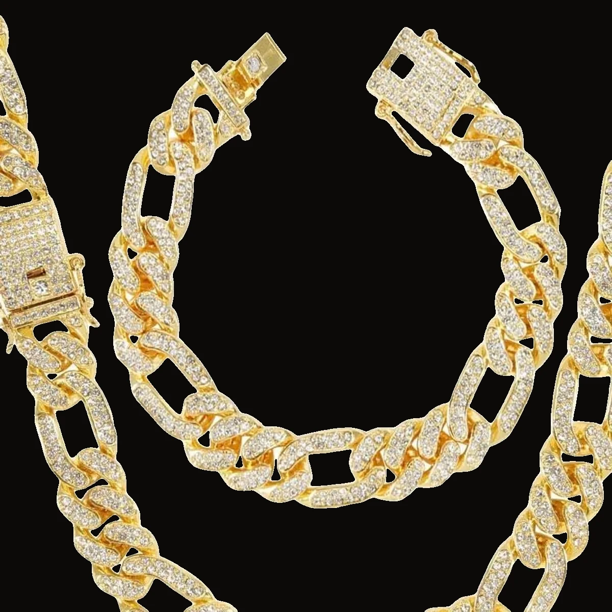 Pulsera Figaro iced 10 mm dorada 20 cm 2