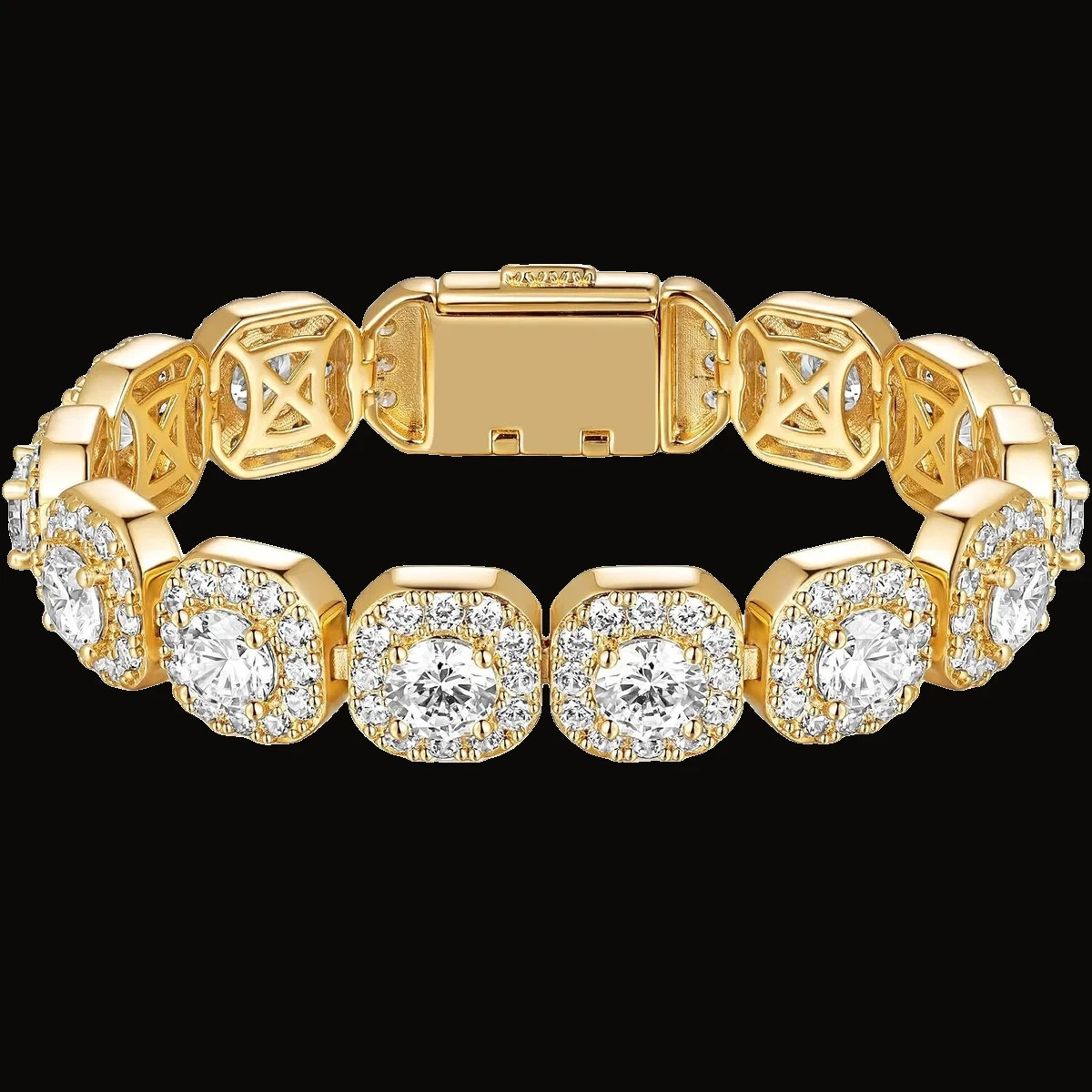 Pulsera tennis cluster octagonal dorada 20 cm 2