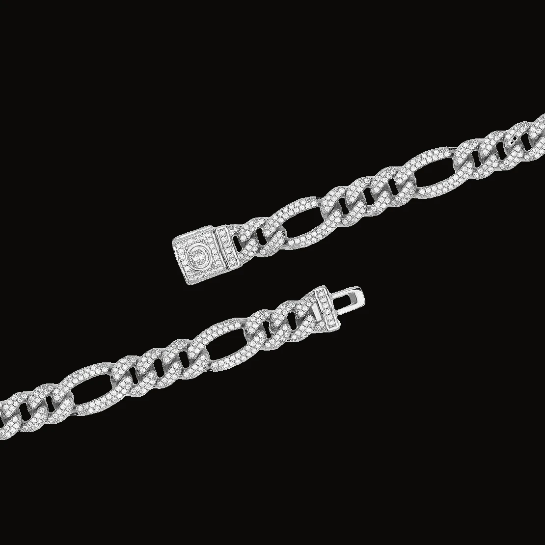 Pulsera Figaro iced 10 mm plateada 20 cm 2
