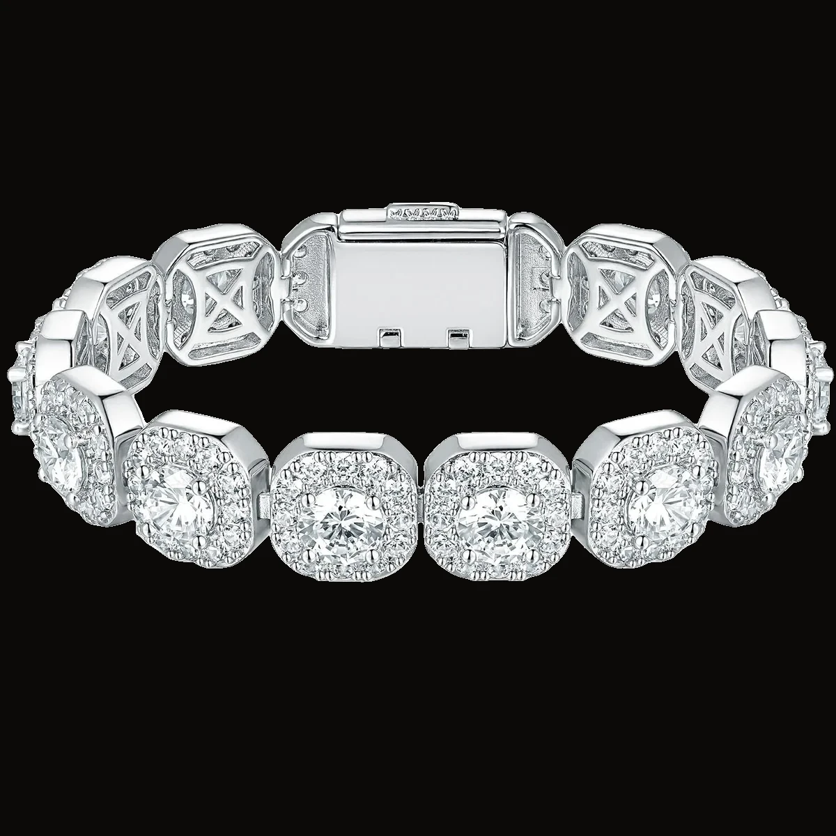 Pulsera tennis cluster octagonal plateada 20 cm 2